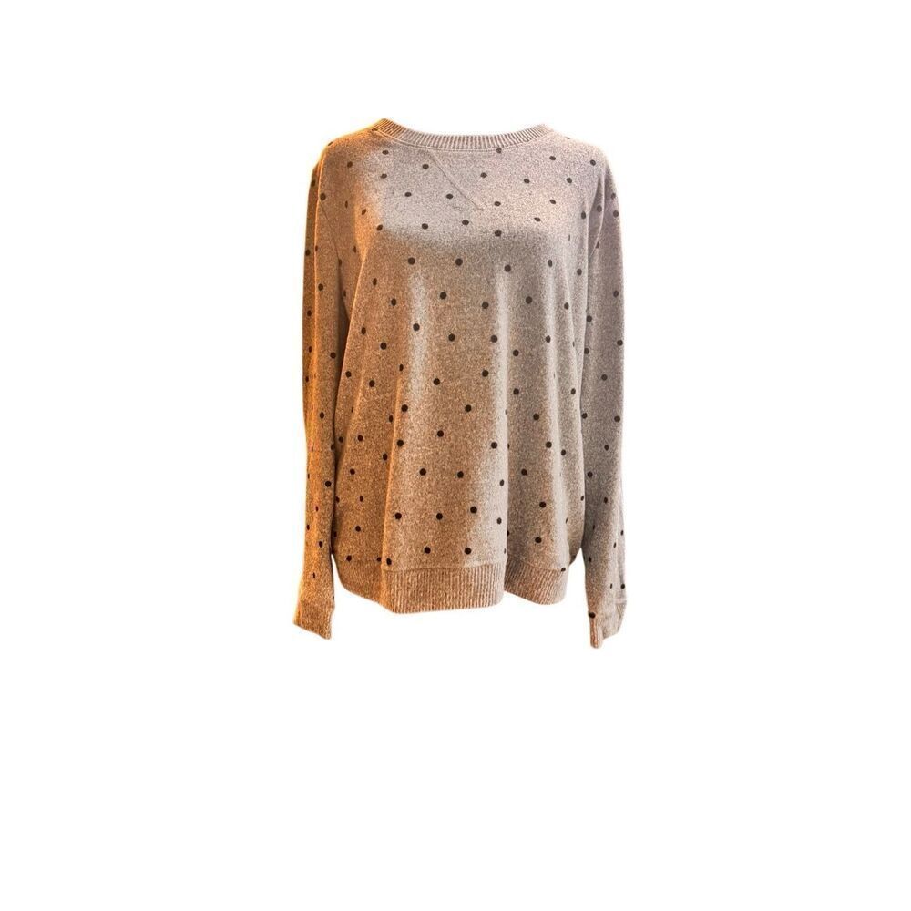 Emily Daniels Gray Polka Dot Sweater Size Large Lightweight Knit